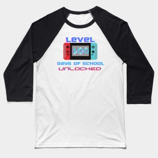 Level 100 Days Of School Unlocked Gamer Video Games Boys Baseball T-Shirt